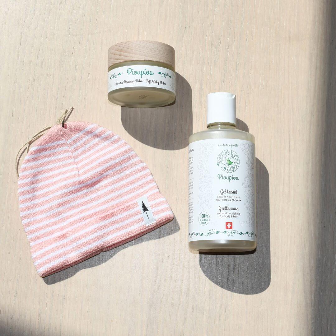 pioupiou nikin gift set babyshower baby skincare hat