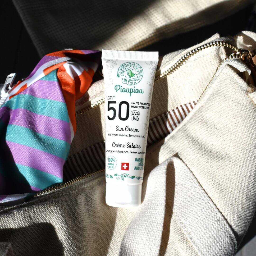 Crème solaire SPF50 Pioupiou fabriquée en Suisse - Protection UVA/UVB filtres minéraux