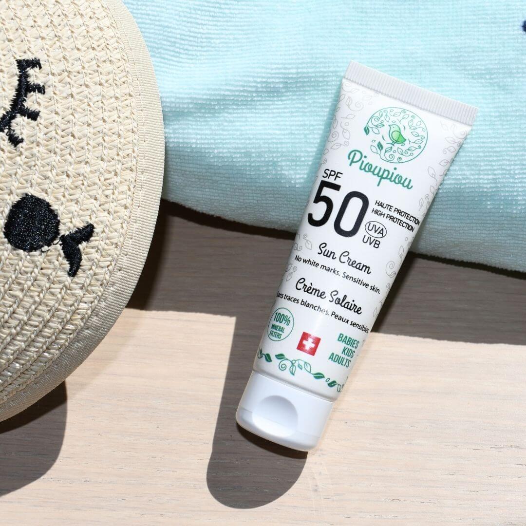 Crème solaire minérale SPF50 Pioupiou - 100% naturelle végan sans nano-particules
