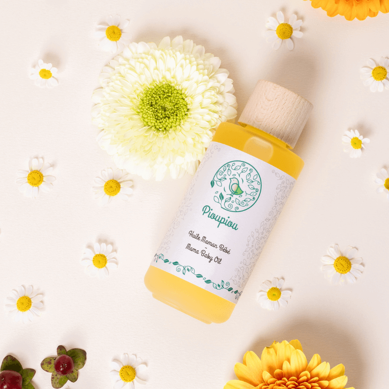 Huile bio certifiée Yuka 100/100 - Soin naturel grossesse et massage bébé sans eau